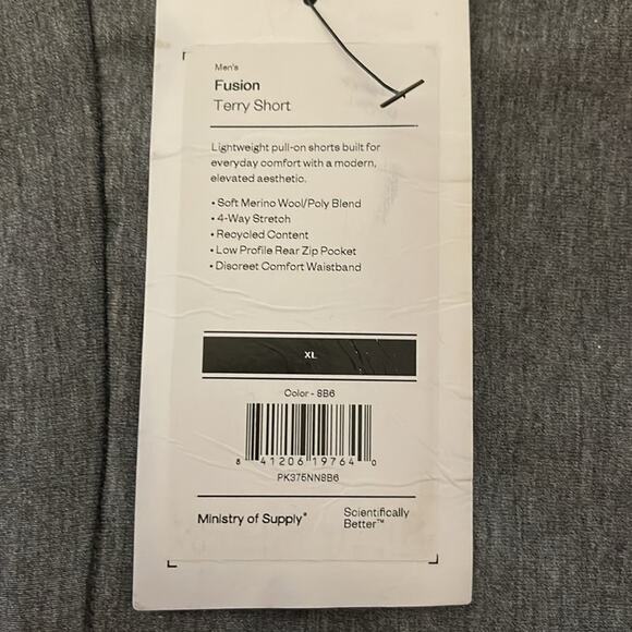 Ministry of Supply Men's Fusion Terry Athletic Casual Short Gray Heather XS NWT - Picture 9 of 10